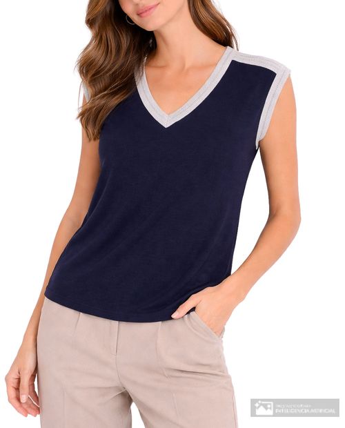 Blusa Nicolle navy color blocking para mujer