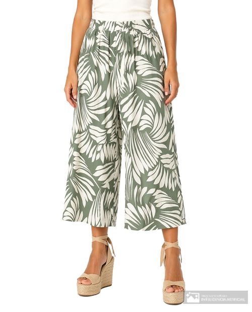 Pantalón Nicolle wide leg bicolor estampado para mujer