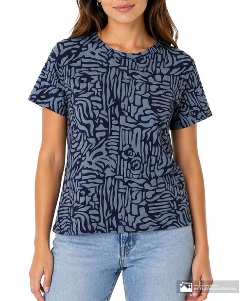 Camiseta Nicolle casual azul navy manga corta para mujer