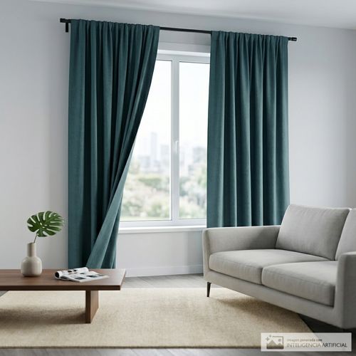 Cortina blackout sólida verde oscuro 1 panel 137 x 229 cm