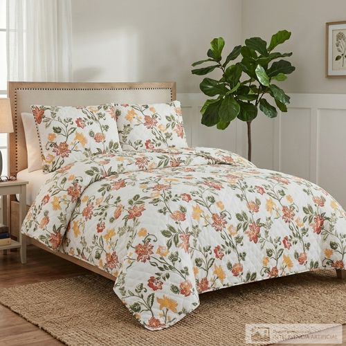 Cubrecama estampado flores multicolor