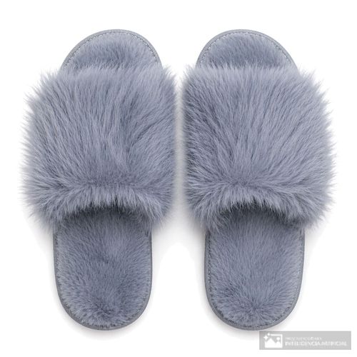 Pantunflas Chazzi slide gris afelpadas para mujer