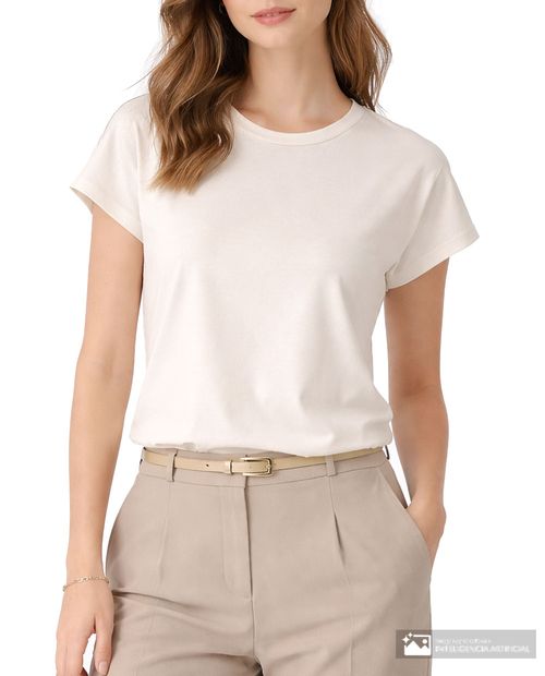 Blusa Nicolle beige sólida para mujer