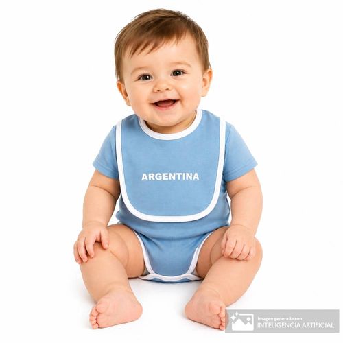 Mameluco celeste con estampado de Argentina para bebé niño