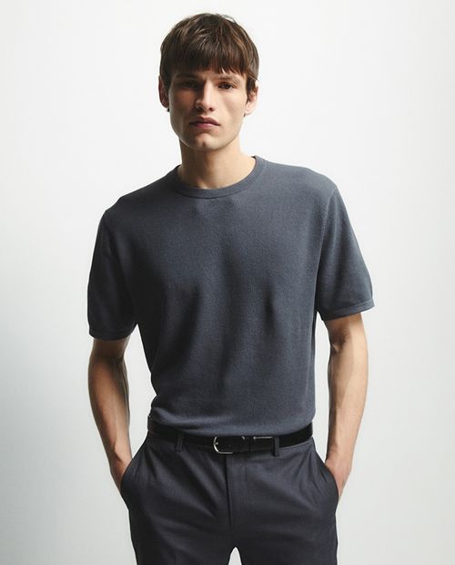 Camiseta Sfera regular fit gris sólida para hombre