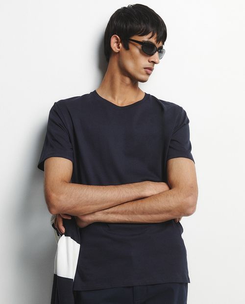 Camiseta Sfera regular fit azul sólida para hombre