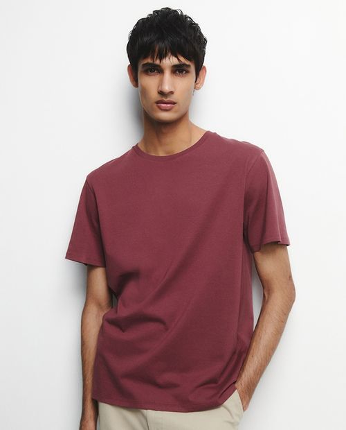 Camiseta Sfera regular fit roja sólida para hombre
