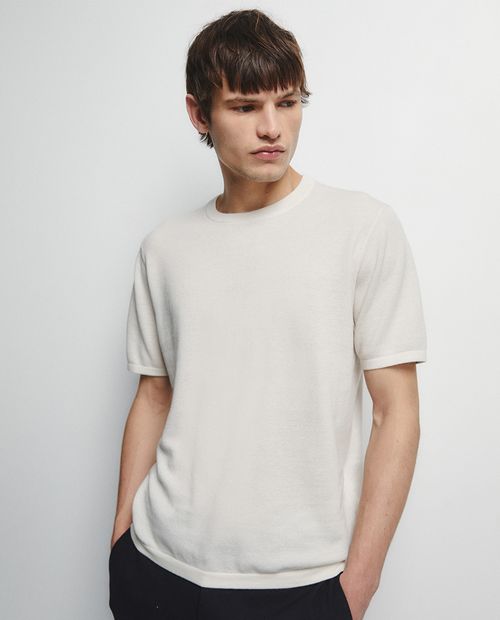 Camiseta Sfera regular fit beige sólida para hombre