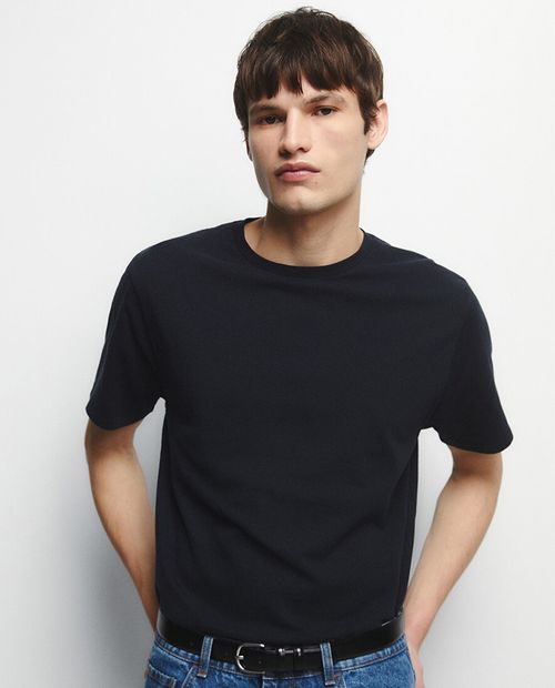 Camiseta Sfera regular fit azul sólida para hombre