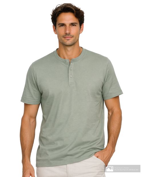 Camiseta Gents regular fit verde sólida para hombre