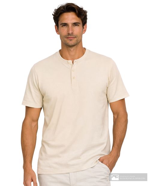 Camiseta Gents regular fit beige sólida para hombre