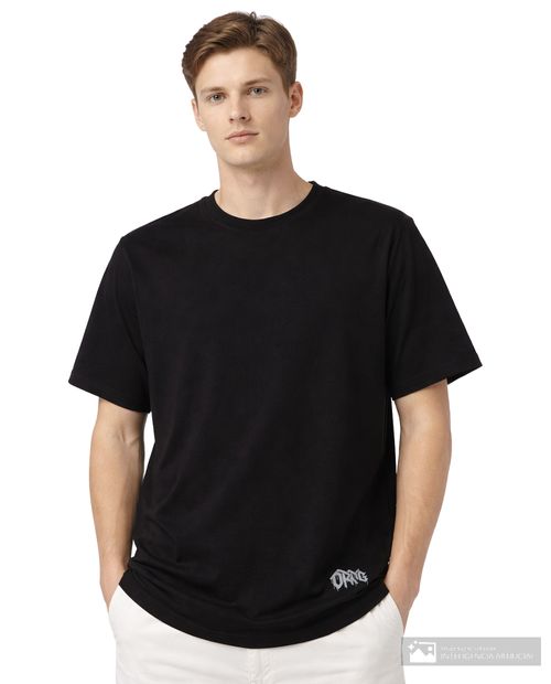 Camiseta Orange regular fit negra sólida para hombre