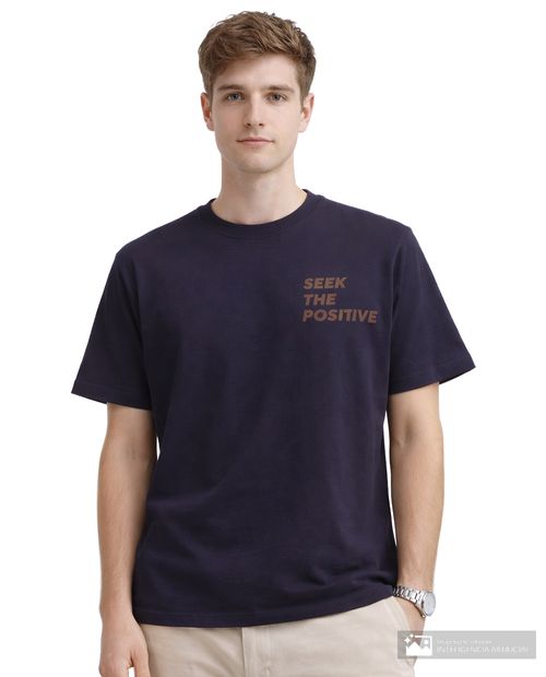 Camiseta Orange regular fit azul estampada para hombre