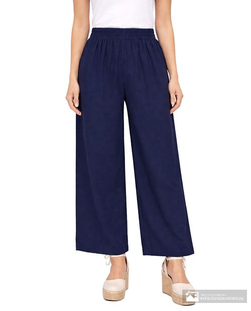 Pantalón Nicolle straight fit azul navy heather para mujer