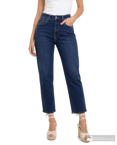 Jeans Nicolle straight azul oscuro denim para mujer