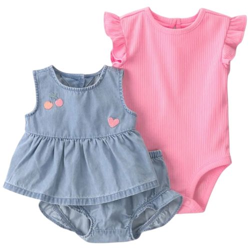 Conjunto de 3 piezas bicolor para bebé niña