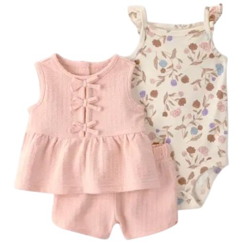 Conjunto de 3 piezas bicolor para bebé niña
