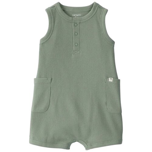 Romper verde acanalado para bebé niño