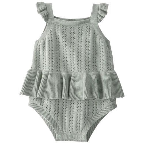 Mameluco verde con tull para bebé niña