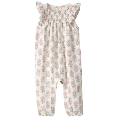 Romper beige con estampado floral para bebé niña