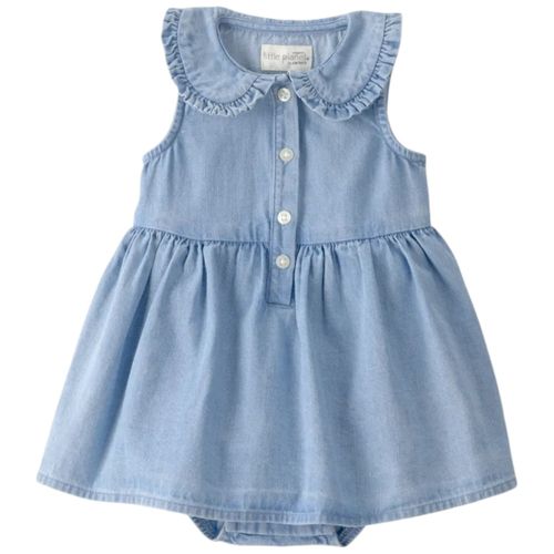 Vestido azul denim para bebé niña