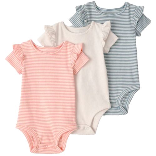Set de 3 mamelucos rayados para bebé niña