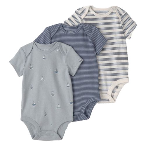Set de 3 mamelucos multicolor estampados para bebé niño
