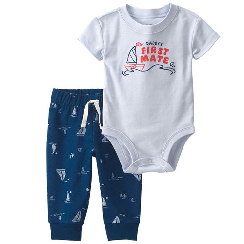 Conjunto de 2 piezas con estampado de veleros para bebé niño