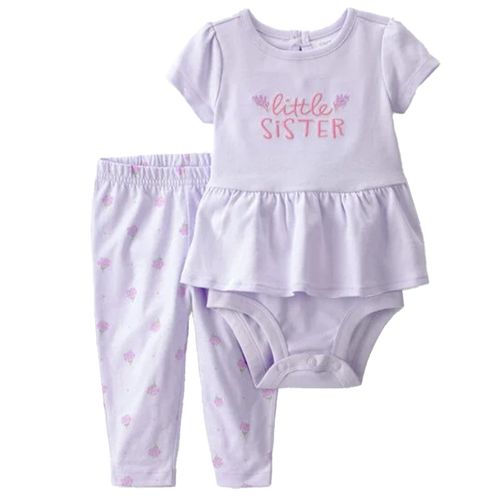 Conjunto de 2 piezas morado con estampado para bebé niña