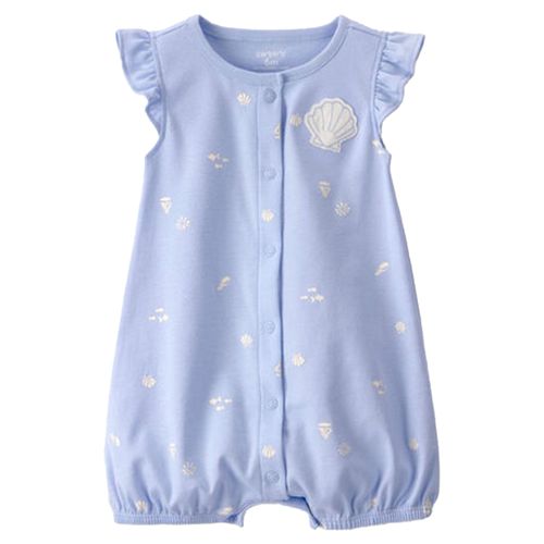 Romper celeste con estampado de conchas para bebé niña