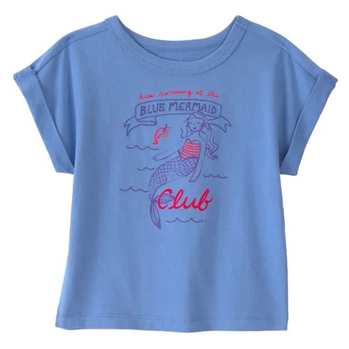 Camiseta azul con estampado de sirena para niña