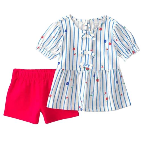 Conjunto de 2 piezas con blusa y short para niña