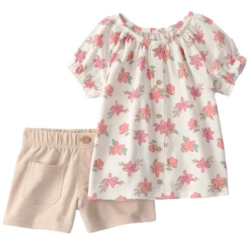 Conjunto de 2 piezas con camisa y short para niña