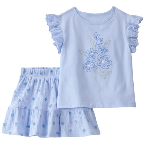 Conjunto de 2 piezas con blusa y falda short para niña