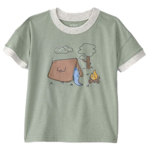 Camiseta verde con estampado interactivo para niño