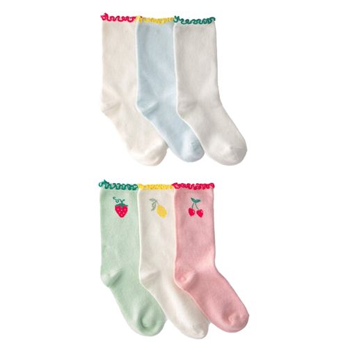 Set de 6 pares de calcetines multicolor con detalles decorativos para niña