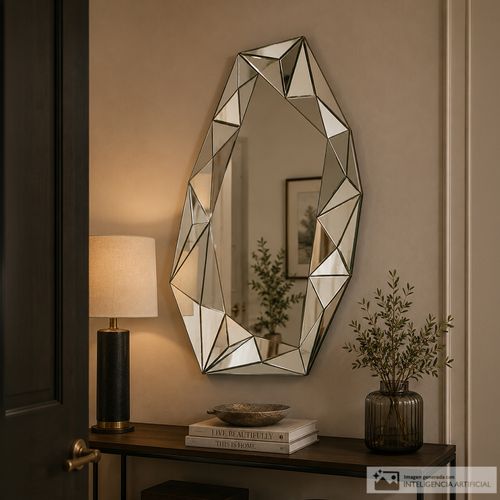 Espejo decorativo con marco geometrico 55 x 90 x 5cm