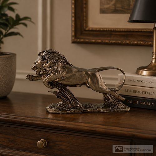 Figura decorativa de león 38.5 x 9.4 x 23cm