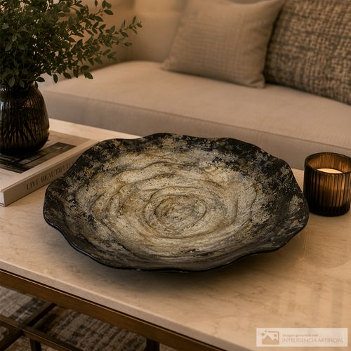 Centro de mesa de vidrio con textura 41.5x41.5x6cm