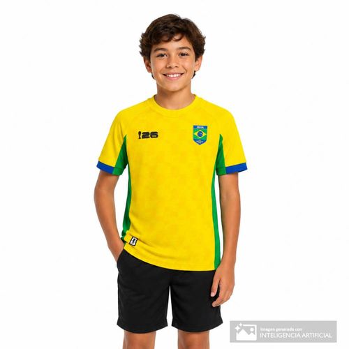 Camiseta deportiva amarillo FIFA Fanwear Rotw Brasil para niño
