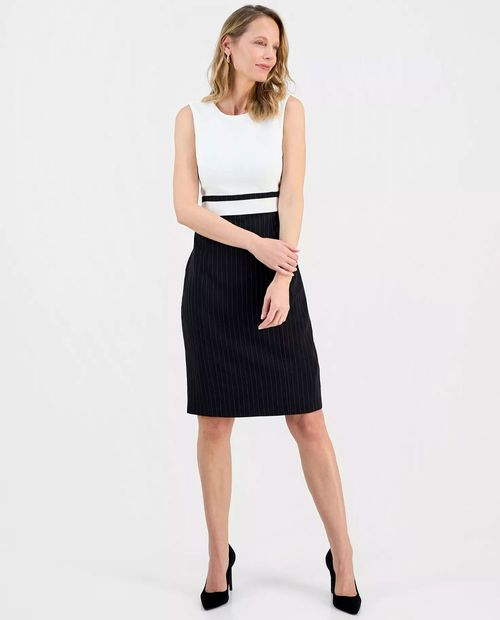Vestido Kasper Separates shift bicolor colorblocking sin mangas para mujer