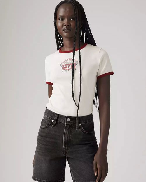 Camiseta Levi's casual blanca estampada manga corta para mujer