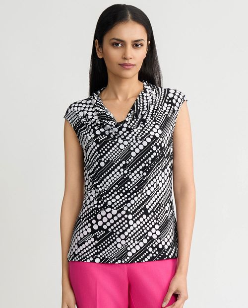 Blusa Kasper Separates casual bicolor estampada manga corta para mujer
