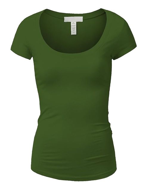 Camiseta Active Basic verde sólida manga corta para mujer