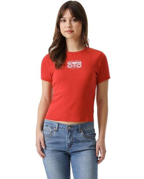 Camiseta Levi's casual roja estampada manga corta para mujer