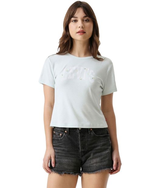 Camiseta Levi's casual verde estampada manga corta para mujer