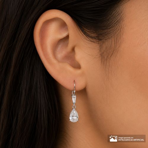 Aretes largos de brass en plateado para mujer