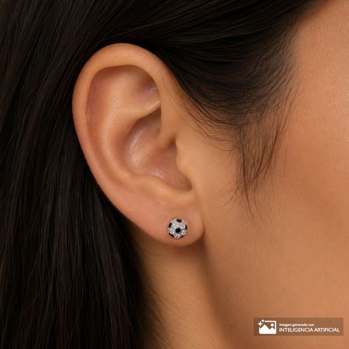 Aretes de balón de brass en plateado para mujer