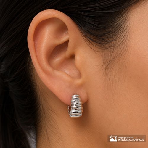 Argollas abiertas de brass plateado para mujer