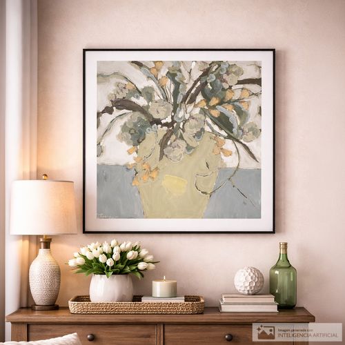 Cuadro decorativo de jarrón floral abstracto 80x80cm